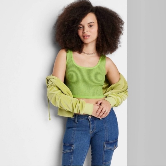 wild fable Tops - Wild Fable Lime Ribbed Crop Top